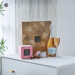 Rose Prosecco with Chocolates and Candle