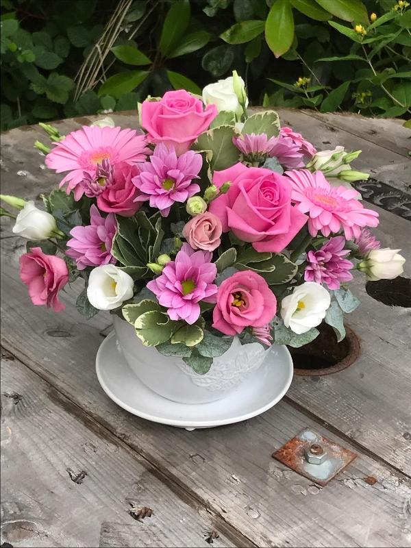 Teacup & Saucer Arrangement Flower Power Florist Leeds